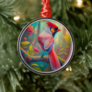Fantasiest Vogel Mannelijke Kardinaal Metalen Ornament