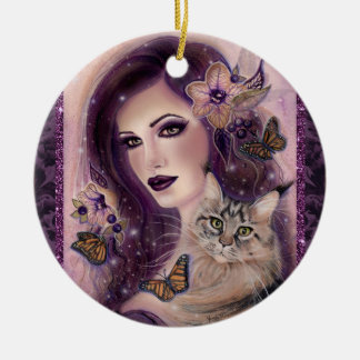Fantasiest vrouwen met kat door Renee Lavoie Keramisch Ornament