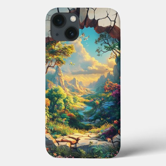 Fantasiestad door een gebarsten muur ontwerp Case-Mate iPhone case (Achterkant)