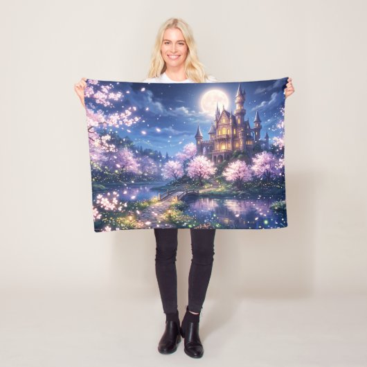 Fantasiestad en kasteel fleece deken (In situ)