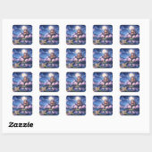 Fantasiestad en kasteel vierkante sticker (Vel)