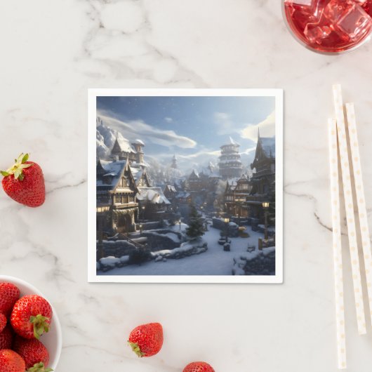 Fantasiestad in de winter servet (Insitu)