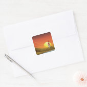 Fantasiestad Zonsondergang Landschap Vierkante Sticker (Envelop)