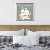 Fantasiesterke Waterverfschip Boot Canvas Afdruk (Insitu (Slaapkamer))
