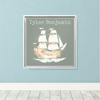 Fantasiesterke Waterverfschip Boot Canvas Afdruk