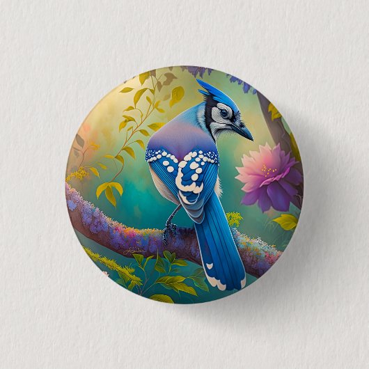Fantasiesterren Blauwgaai Ronde Button 3,2 Cm (Voorkant)