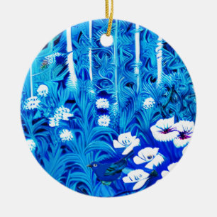 Fantasiestforest met bloemen en vogels keramisch ornament