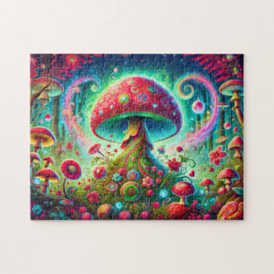 Fantasiestilleven Bos Fel Psychedelische Kleuren Legpuzzel