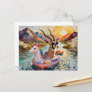 Fantasiestofantilope in een regenboog eenhoorn dri briefkaart