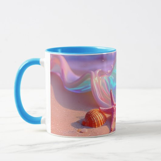 Fantasiestrand met mooie roze zeester  mok (Links)