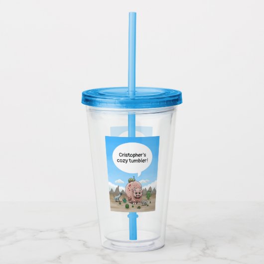 Fantasiestrijdinosaurussen Acryl Drinkbeker (Voorkant)
