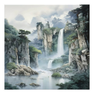 Fantasiestroomlandschap Natuur Foto Afdruk