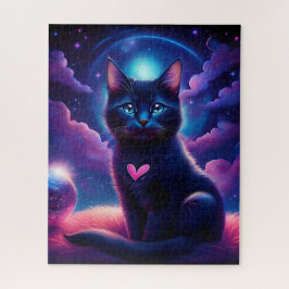 Fantasiestunt Zwarte Kitten Mooie Blauwe Ogen Legpuzzel