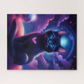 Fantasiestunt Zwarte Kitten Mooie Blauwe Ogen Legpuzzel (Horizontaal)