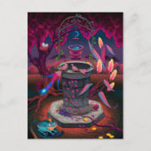 Fantasietuin kleurrijke vogels maan wensen goed briefkaart (Voorkant)