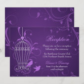 Fantasieuze Vogelkooi & Krullen Aubergine Ontvangs Kaart (Voorkant / Achterkant)