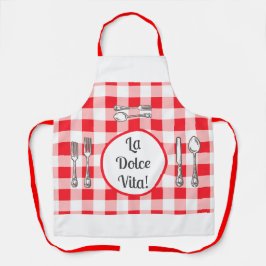 Fantasievol Bestek Dolce Vita Rood Geruit Unisex Schort
