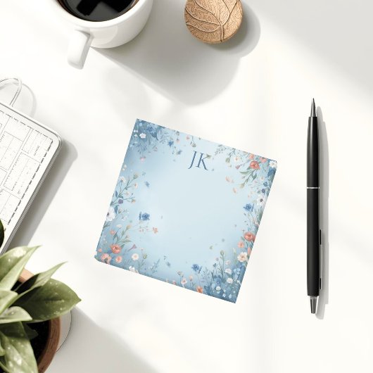 Fantasievol Bloemmotief Blauwe Gepersonaliseerde M Post-it® Notes