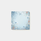 Fantasievol Bloemmotief Blauwe Gepersonaliseerde M Post-it® Notes (Voorkant)