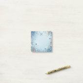 Fantasievol Bloemmotief Blauwe Gepersonaliseerde M Post-it® Notes (Op bureau)