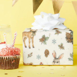 Fantasievol Dierenpatroon voor het Winterse Bos Cadeaupapier