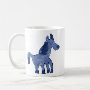 Fantasievol geschilderde blauwe paard keramische k koffiemok