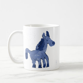Fantasievol geschilderde blauwe paard keramische k koffiemok