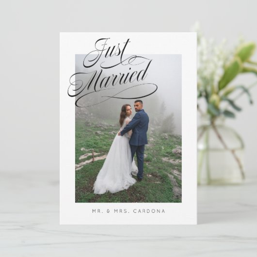 Fantasievol getrouwd Elopement Foto Aankondiging (Staand voorkant)