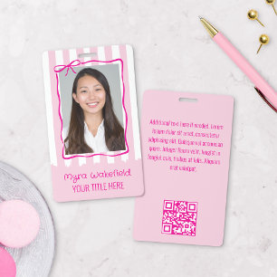 Fantasievol golvend lintframe roze strepen foto badge