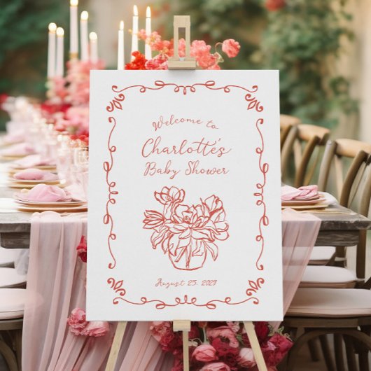 Fantasievol handgeschreven geïllustreerde baby sho poster