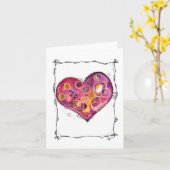 Fantasievol Hart Doodle Kaart (Gele Bloem)