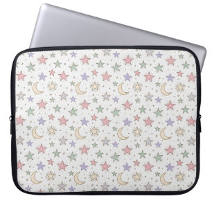 Fantasievol Maan Ster Patroon Laptop Sleeve