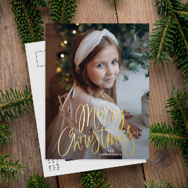 Fantasievol Schrift Prettig Kerstmis Foto Folie Feestdagen Briefkaart