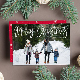Fantasievol Schrift Rode Vrolijk Kerstmis Foto Feestdagenkaart