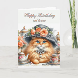 Fantasievol Uitgedoste Kattenliefhebbers Verjaarda Feestdagen Kaart