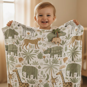 Fantasievolle Afrikaanse Dieren Patroon ID1263 Fleece Deken