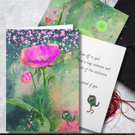 Fantasievolle Bloem & Vogel Afstudeer Felicitaties Kaart