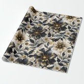 Fantasievolle Bloemen Cadeaupapier (Uitgerold)