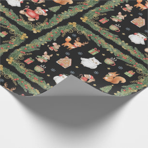 Fantasievolle bosdieren Kerstmis Cadeaupapier