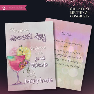 Fantasievolle Cocktail Gelukskaart voor Mijlpaal Feestdagenkaart