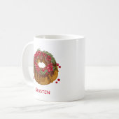 Fantasievolle Cranberry-kranscakemonogram Koffiemok (Voorkant links)