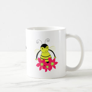 Fantasievolle drukke bij met bloemen koffiemok