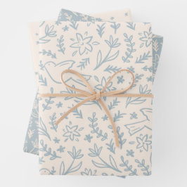 Fantasievolle Duif & Bloemen Religieus Symbool Bla Inpakpapier Vel