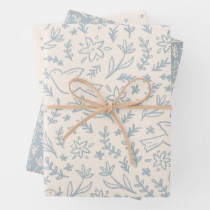 Fantasievolle Duif & Bloemen Religieus Symbool Bla Inpakpapier Vel