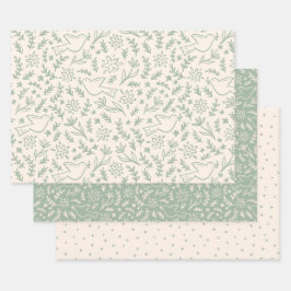 Fantasievolle Duif & Bloemen Religieus Symbool Gro Inpakpapier Vel