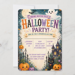 🎃 Fantasievolle en griezelige Halloween-feestuitn Kaart