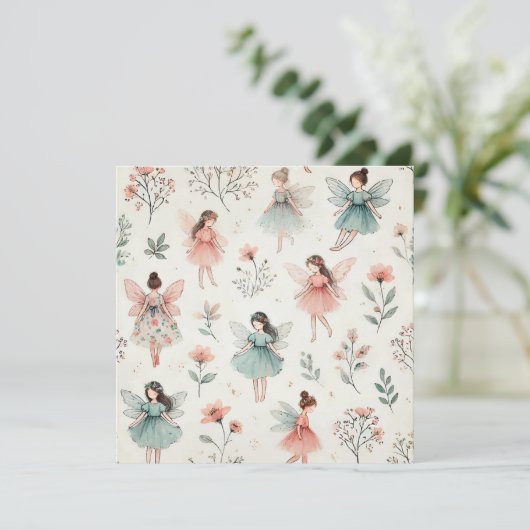 Fantasievolle feeën printontwerp kaart (Staand voorkant)
