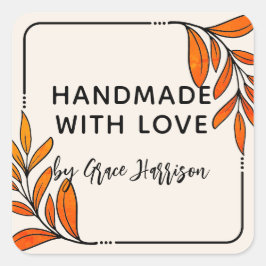 Fantasievolle groene decoratie met de hand gemaakt vierkante sticker