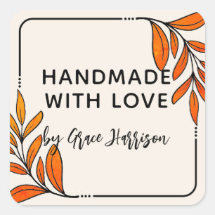 Fantasievolle groene decoratie met de hand gemaakt vierkante sticker