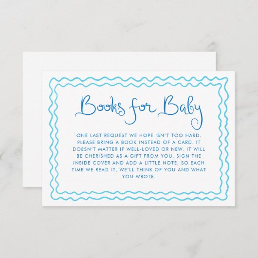 Fantasievolle handgeschreven blauwe boeken voor ba informatiekaartje (Voorkant / Achterkant)